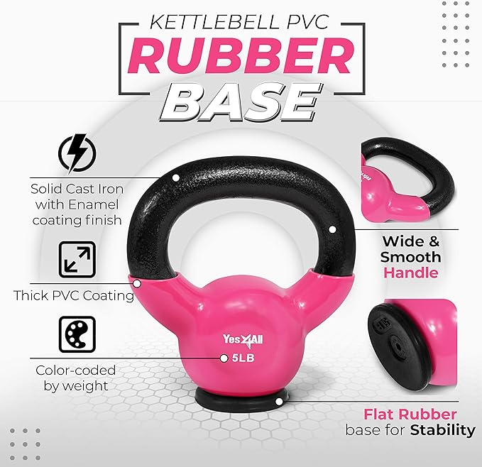 Yes4All Kettlebells Rubber Base (10-65 lbs)