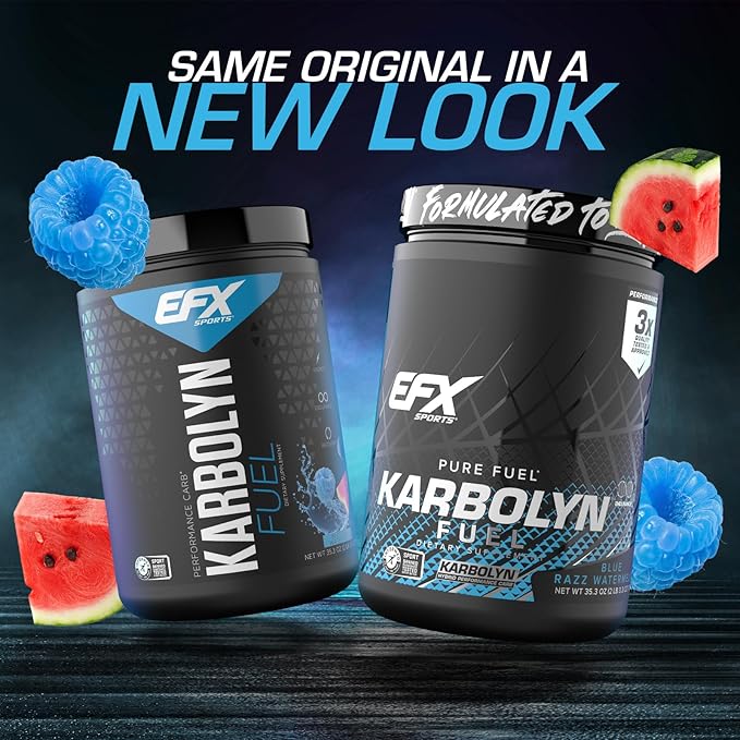 EFX Sports Karbolyn Fuel | Fast-Absorbing Carbohydrate Powder | Carb Load, Sustained Energy, Quick Recovery | Stimulant Free | 18 Servings (Blue Razz Watermelon)
