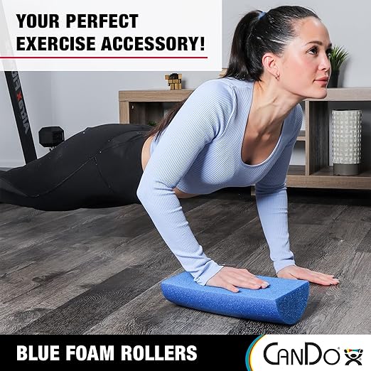 CanDo Blue PE Foam Rollers for Fitness 6 " 12" Half-Round