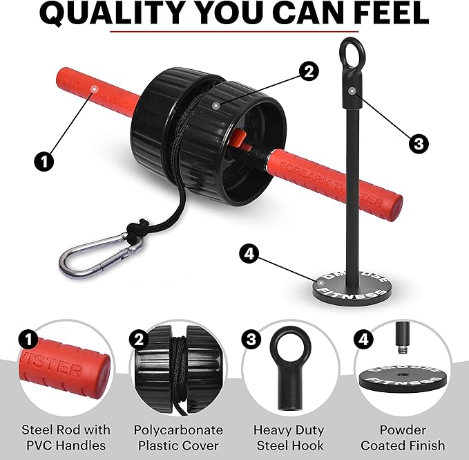 DMoose Fitness Forearm Strengthener & Wrist Roller - 2 in 1 Arm
