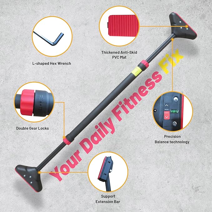 Pull Up Bar for Doorway With Wrist Wrap 28.35" to 36.2" Adjustable 880 lbs