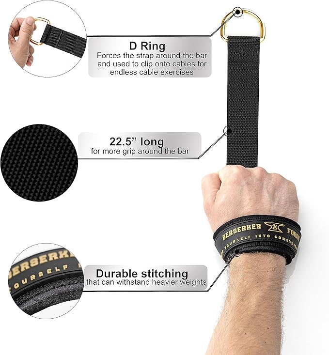 Weightlifting Wrist Straps with Superior Wrist Support Used for Deadlifting, Bodybuilding, Powerlifting and Newly Designed D-Rings for a Cable Gym Workout! Weight Lifting Straps
