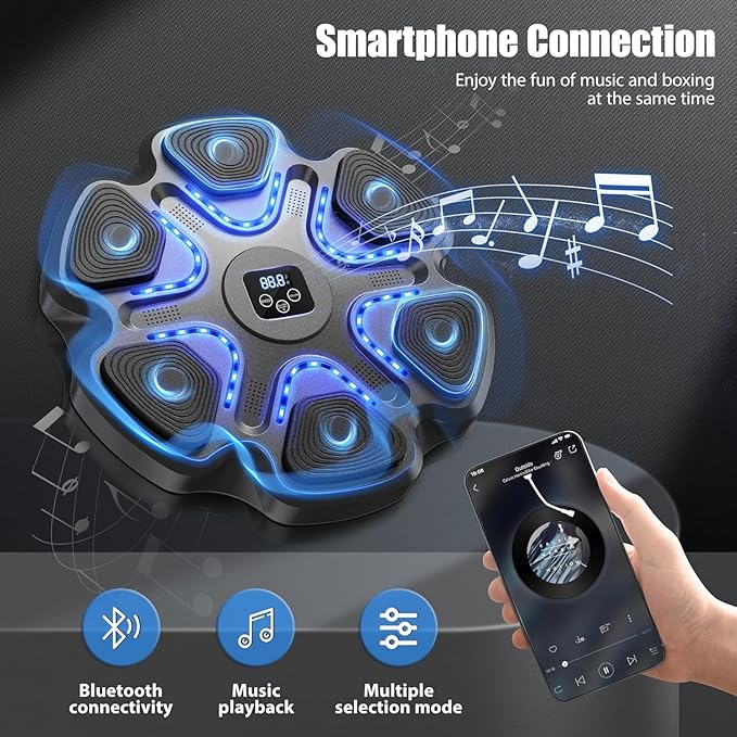 Music Boxing Machine,Smart Bluetooth Boxing Machine for Adults & Kids,Boxing Training Machine with Boxing Gloves, Music Playback Boxing Workout Equipment Target for Home, Office, Gym
