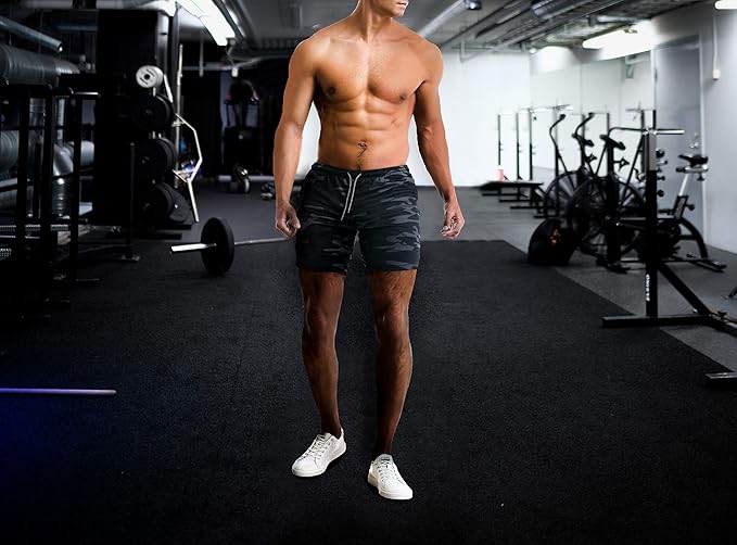EVERWORTH Men's 2-in-1 Bodybuilding Workout Shorts Lightweight Gym Training Short Running Athletic Jogger with Zipper Pockets