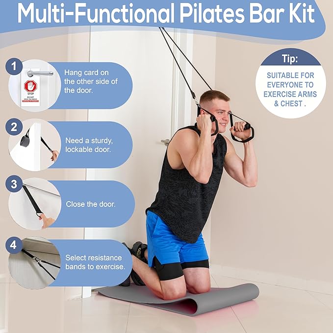 Upgraded Pilates Bar Kit – 39” Adjustable Exercise 6X 20, 20, 30, 30, 40 40 lbs