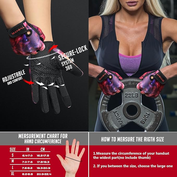 Workout Gloves for Women Men - Weight Lifting Gloves with Full Palm Protection & Extra Grip for Women Gym, Weightlifting, Weight Lift, Rowing, Exercise, Sport, Cycling