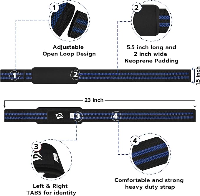 Lifting Wrist Straps for Weightlifting, Powerlifting & Deadlifts – 23” Neoprene Padded Cotton Straps for Strength Training & Gym Workouts - Maximum Grip Support for Men & Women