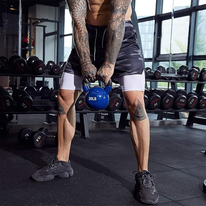 OEBLD Mens Athletic Shorts 2-in-1 Gym Workout Running 7'' Shorts with Towel Loop