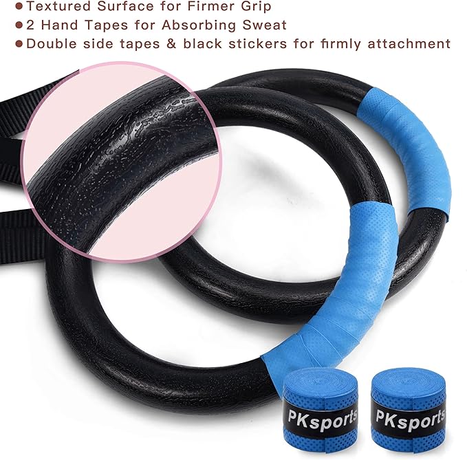PACEARTH Gymnastic Rings 1100lbs Capacity with 14.76ft Adjustable