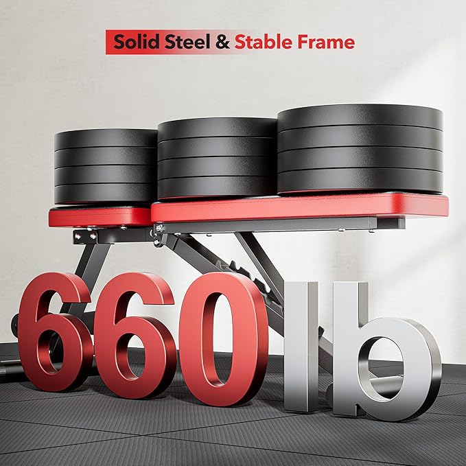 Basic Weight Bench for Home Gym 8 Backrests, 660LBS Weight