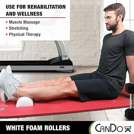 CanDo White PE Foam Rollers for Exercise 6" x 18"