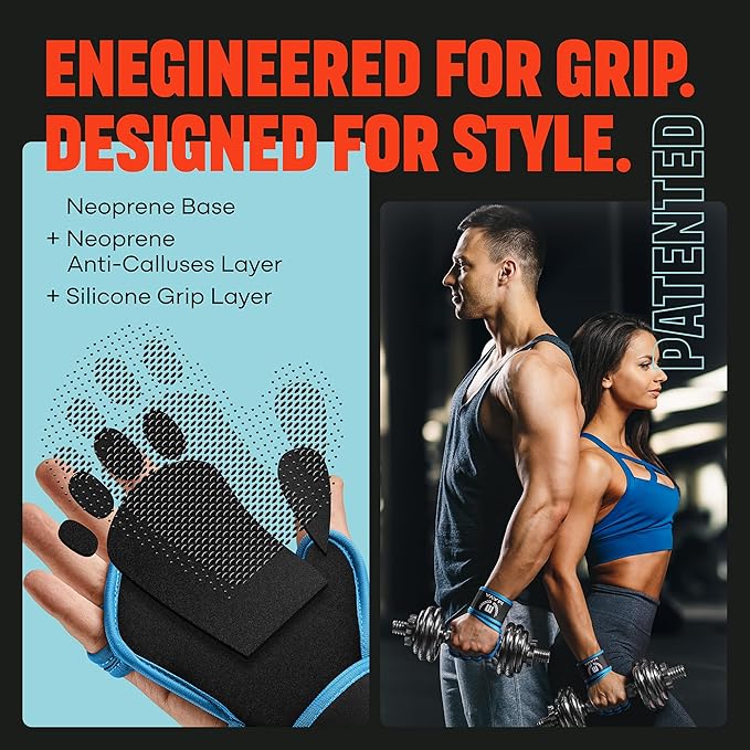 MAVA Open Gym Gloves for Men & Women; Padded Weight Lifting Gloves with Wrist Support for Comfort, Protection; Strong-Grip Fingerless Workout Gloves for Men & Women; Anti-Sweat Gym Accessories