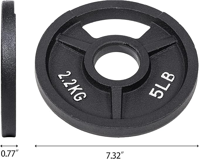 Signature Fitness Cast Iron Plate Weight Plate for Strength Training and Weightlifting, Olympic or Standard