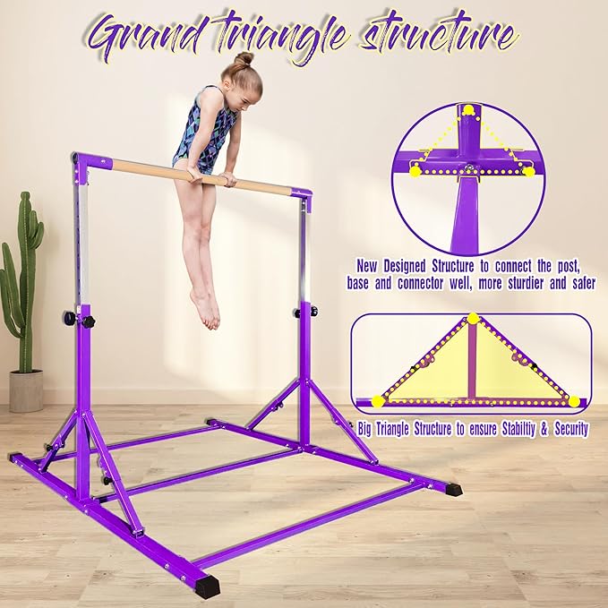 PreGymnastic Foldable Gymnastics Bar 6FT Gymnastic 3-18, Weight 500 LB,