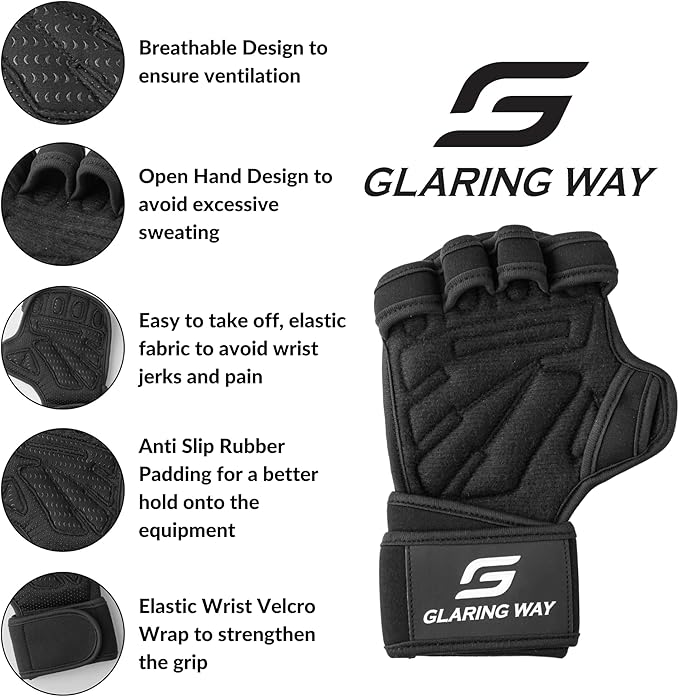 Neoprene Padded Weight Lifting Gloves for Men and Women - Ventilated Wrist Wrap Gloves for Athletes Gym Sessions Cycling Tracking & Sports with Full Palm Protection