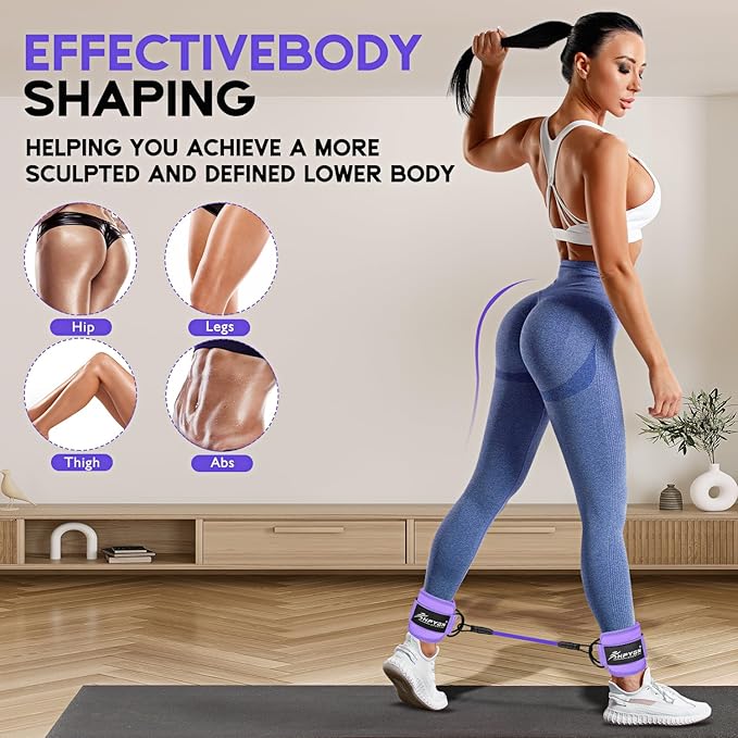 Ankle Resistance Bands, Ankle Bands for Working Out with Cuffs, Resistance Bands for Leg Butt Training Workout Equipment for Kickbacks Hip Gluteus Training Exercises, Ankle Strap with Exercise Bands