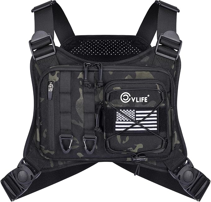 CVLIFE Outdoor Chest Bag for Men, Sports Chest Pack for Running, Lightweight EDC Bag with Extra Storage