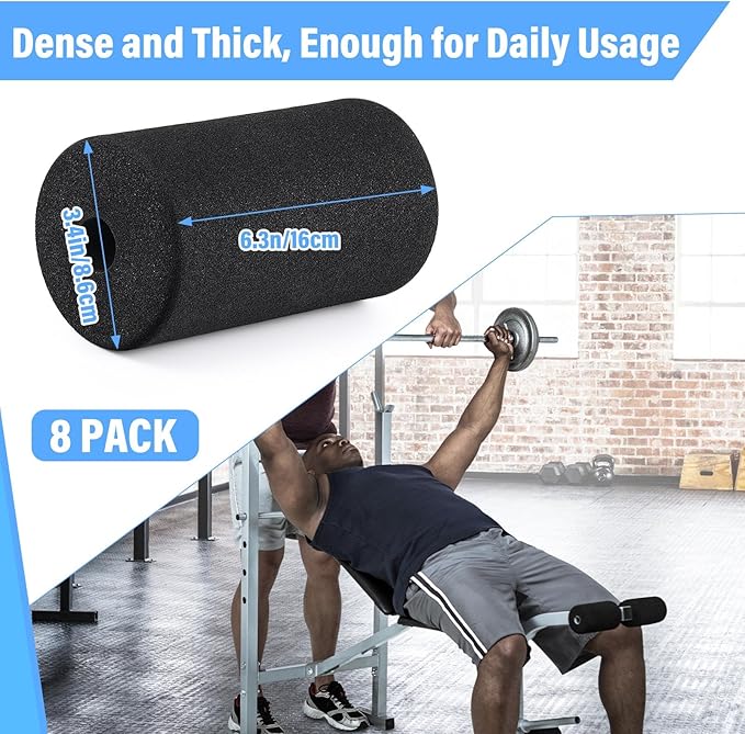 Deekin 8 Pieces Foam Foot Pads Rollers Set 6.3" x 3.4" OD 0.87" ID