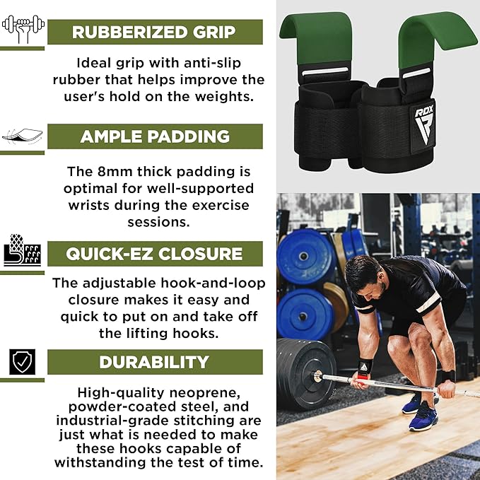 RDX Weight Lifting Hooks Straps Pair 7mm Neoprene