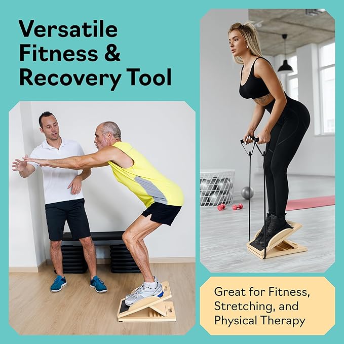 slant Board Turns Into balance board - Premium Calf Stretcher and Wobble Board for Effective Calf Stretching and Squats