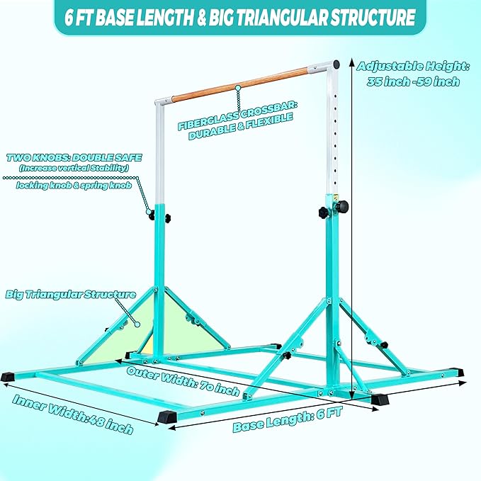 Gymnastic Bar For Kids and Teenage Ages 3-25 5 FT 6 FT 5 FT 6 FT