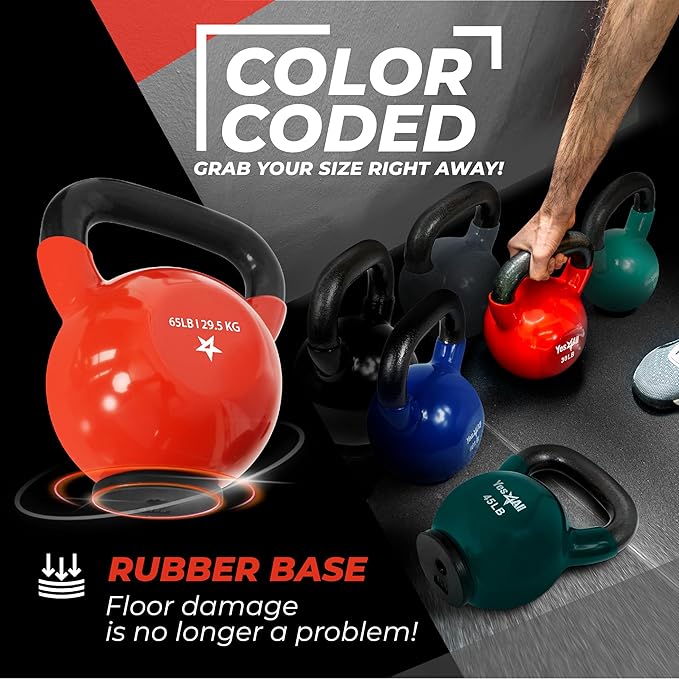 Yes4All Kettlebells Rubber Base (10-65 lbs)