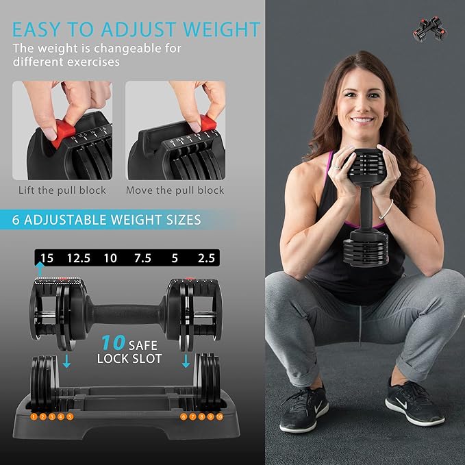 VIVOHOME 2.5 lbs to 15 lbs Adjustable Weights 2 with