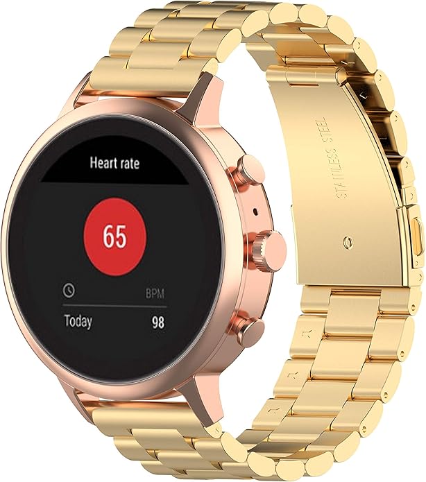 FitTurn Bands Compatible with Letscom, Letsfit, Lintelek, Yamay SmartWatch -Replacement Classic Stainless Steel Metal WatchBand for ID205L, ID205U,ID215G, ID205, ID216, ID205S, SW021