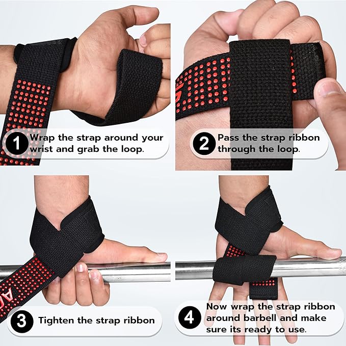 Lifting Wrist Straps for Weightlifting, Powerlifting & Deadlifts – 23” Neoprene Padded Cotton Straps for Strength Training & Gym Workouts - Maximum Grip Support for Men & Women