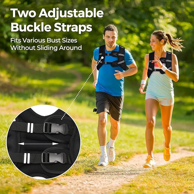 PACEARTH Weighted Vest,4lb/6lb/10lb/12lb/16lb/20lb/25lb/30lb Weight Vest with Reflective Stripe, Body Weight Vests Adjustable for Men, Women Workout, Strength Training, Running, Walking, Jogging