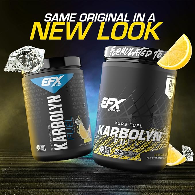 EFX Sports Karbolyn Fuel | Fast-Absorbing Carbohydrate Powder | Carb Load, Sustained Energy, Quick Recovery | Stimulant Free | 18 Servings (Lemon Ice)