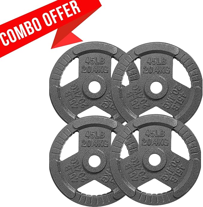 Yes4All Olympic Rubber Grip Plates for Barbell 2-Inch Weight