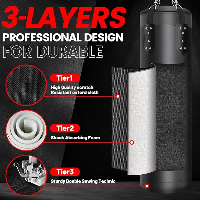4FT High-Density Oxford Fabric Unfilled Punching Bag for Adults. Boxing Training Equipment with 12OZ Gloves for Boxing MMA Kickboxing Karate Muay Thai Home Gym Training