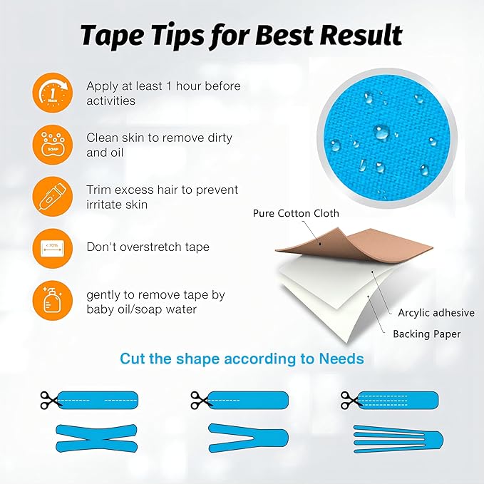 Kinesiology Tape Precut-85 Strips | Elastic Cotton Athletic Tape for Joints Support & Muscle Pain Relief-2inch x 10inch| Hypoallergenic & Waterproof K Tape for Ankle Knees Running Any Activity(7Color)