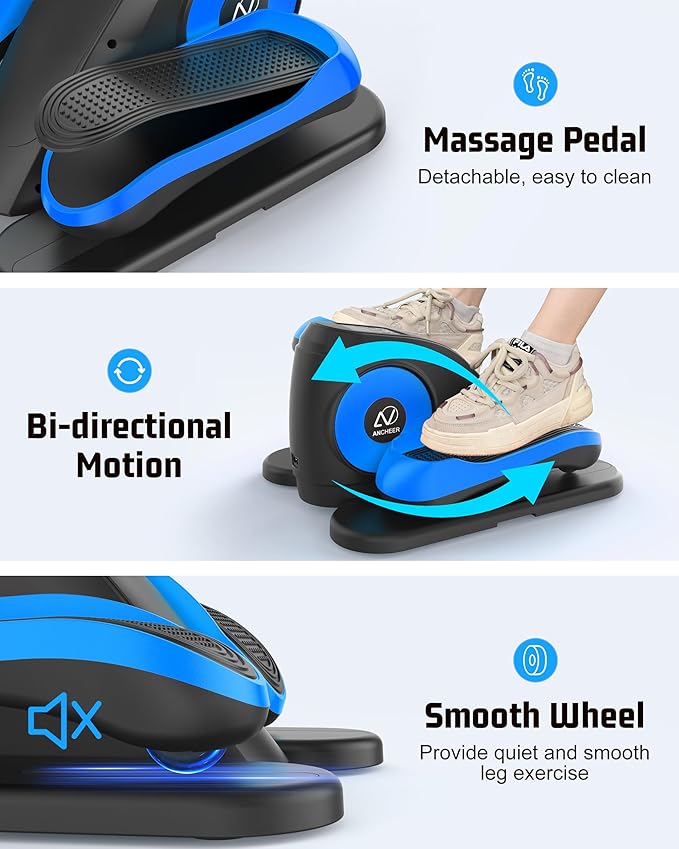 ANCHEER Under Desk Elliptical Machine, Electric Ellipse Leg Exerciser for Seniors with Remote Control, Quiet & Compact Pedal Exerciser, Manual & Auto Mode for Home and Office Use