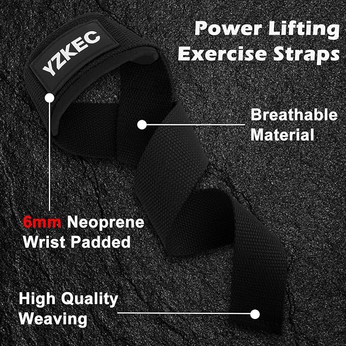 24" Cotton Weight Lifting Wrist Straps with Neoprene Cushioned Padded for Wrist Support and Protection,Weightlifting,Strength Training,Bodybuilding,Powerlifting,Dumbbell Workout,Men and Women (Pair)