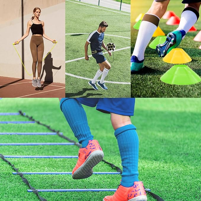 Soccer Agility Training Equipment Set 20Ft Agility 12 Cones,