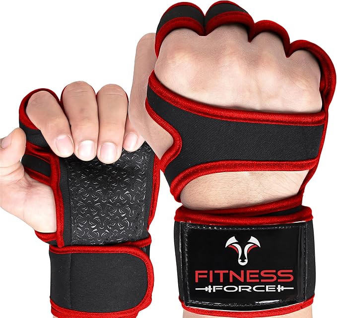FITNESS FORCE Ventilated Gym Gloves for Men with Built-in Wrist Support for Workouts Weightlifting Gloves Workout Gloves for Women Exercise Fitness Gloves Perfect for Powerlifting, Cross Training
