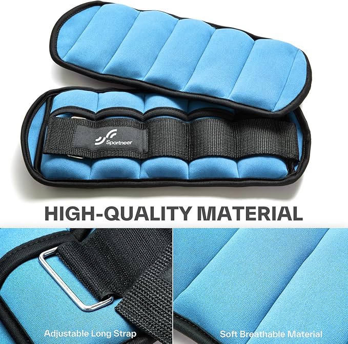 Sportneer Adjustable Ankle Weights 1 Pair 2 4 6 8 8 10 10 Lbs Jogging,1-5 lbs 1 Pair 2-10 lbs