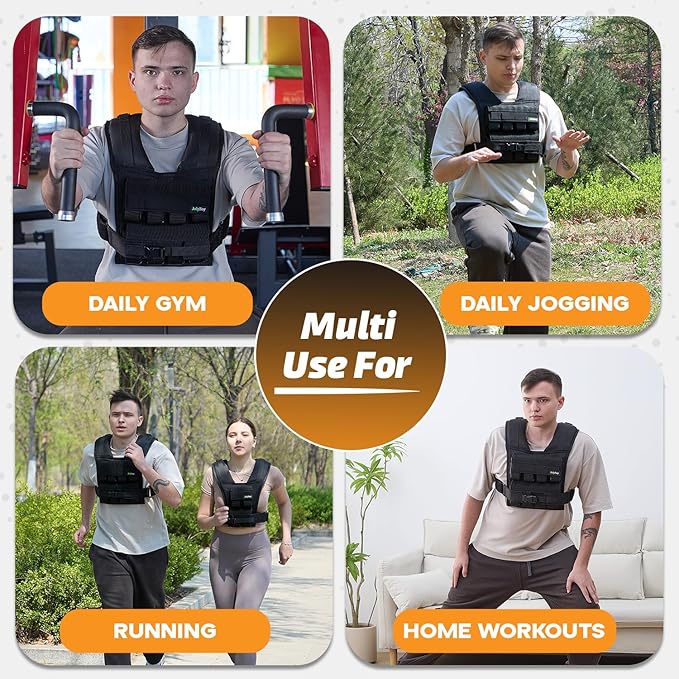 Adjustable Weighted Vest for Men β 20 LBS | 35 LBS Compact Fitness Vest with Durable Oxford Cloth, Ideal for Running, Cardio, CrossFit, Gym, Core Balance, Posture Support, and Strength Training