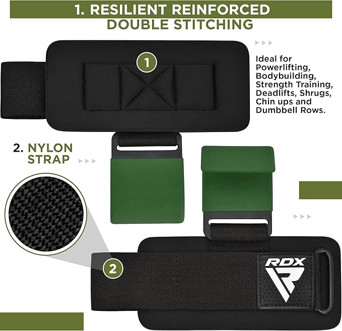 RDX Weight Lifting Hooks Straps Pair 7mm Neoprene