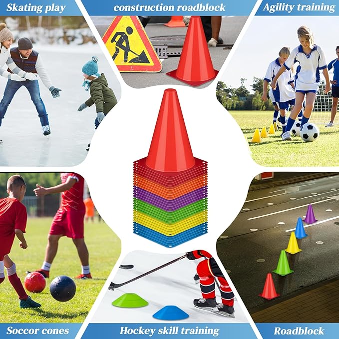 Jenaai 126 Pcs Training Plastic Cone Set 30 Pcs 96 Pcs