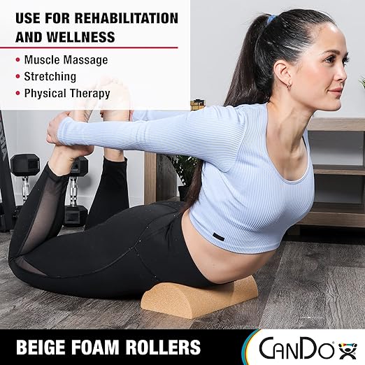 CanDo Beige PE Foam Rollers for Muscle Restoration 6" x 12" Half-Round