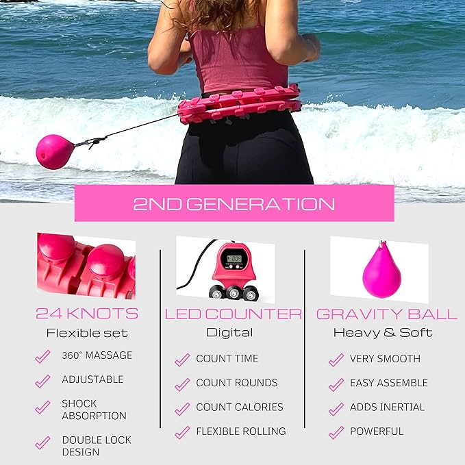Weighted Smart Hula Hoops for Adults Weight Loss 2 in 1 Abdomen 24 Detachable