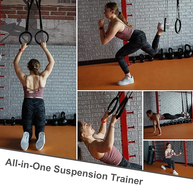 QUOLIX Gymnastic Rings with Adjustable Straps 1300lbs Exercise
