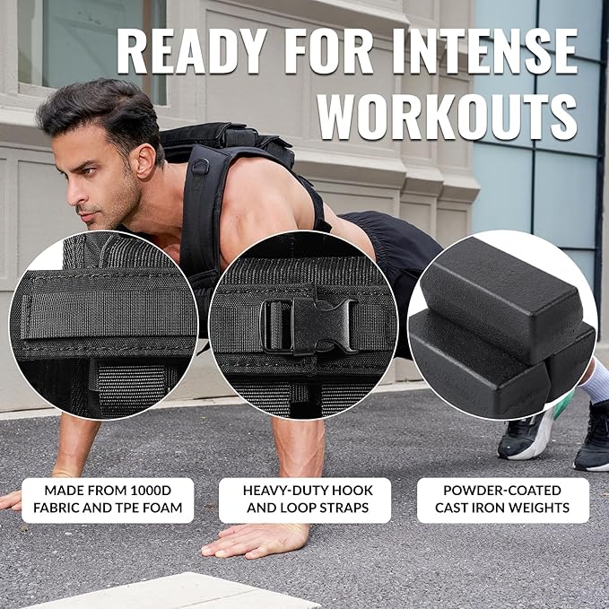 Men's Weighted Vests for Men Women, Slim Design 18lb 28lb 35lb Weighted Workout Vests With Adjustable Iron Weights, Heavy Duty Weighted Vest for Women Running Functional Fraining Machine washable