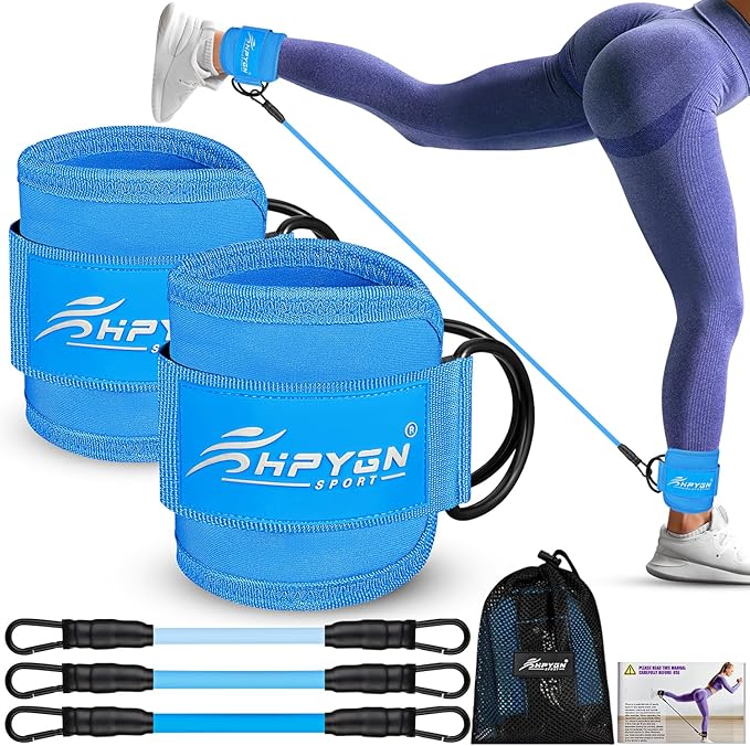 Ankle Resistance Bands, Ankle Bands for Working Out with Cuffs, Resistance Bands for Leg Butt Training Workout Equipment for Kickbacks Hip Gluteus Training Exercises, Ankle Strap with Exercise Bands