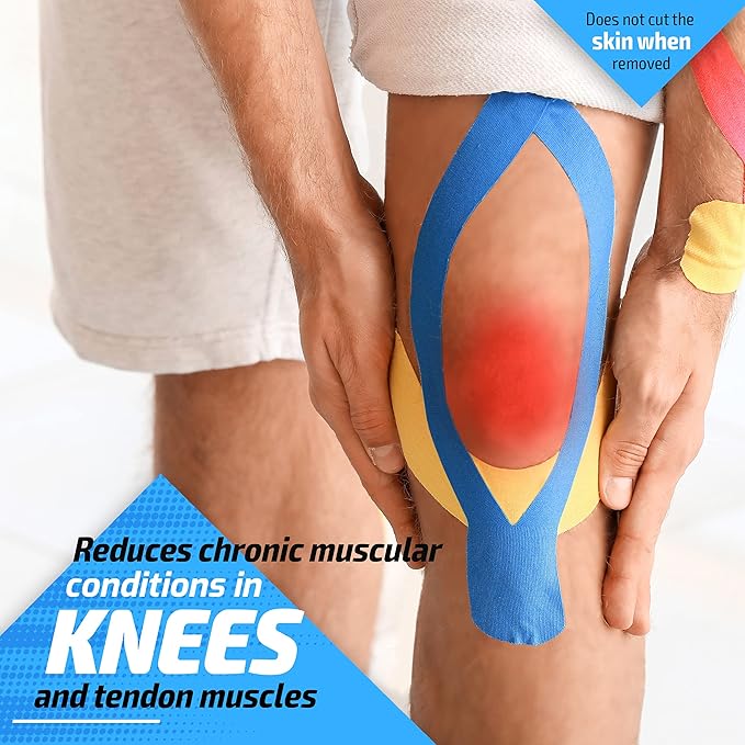 Physix Gear Cotton Kinesiology Tape Roll 16ft, Latex-Free Athletic Tape for Muscles/Joints, Waterproof Kinesiolgy, Stretchy Kinesiologytape, Gentle on Skin Kiniseaology Tape, Kinesology Tape