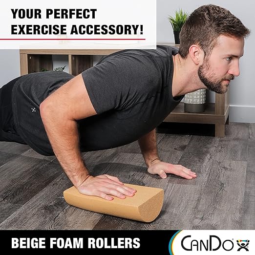 CanDo Beige PE Foam Rollers for Muscle Restoration 6" x 12" Half-Round