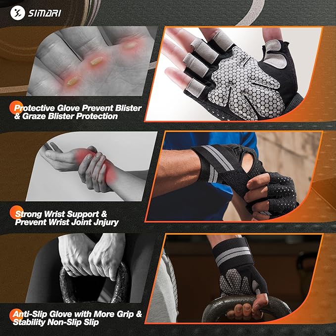SIMARI Breathable Workout Gloves for Men Women
